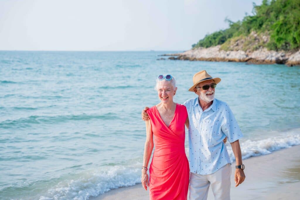 senior couple at beach