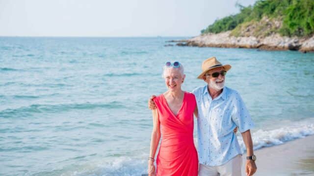 senior couple at beach